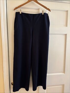 Sz M - J. Jill Navy Wide-Leg Ponte Knit Pants